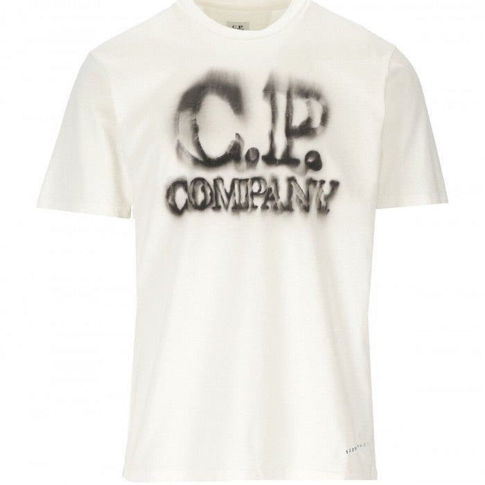 C.P. Company 14CMTS348A Blurry Logo T-Shirt - 103 White - Escape Menswear