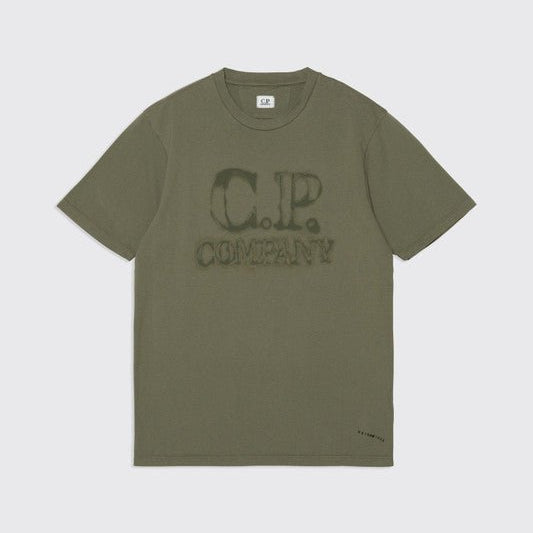 C.P. Company 14CMTS348A Blurry Logo T-Shirt - 648 Bronze Green - Escape Menswear