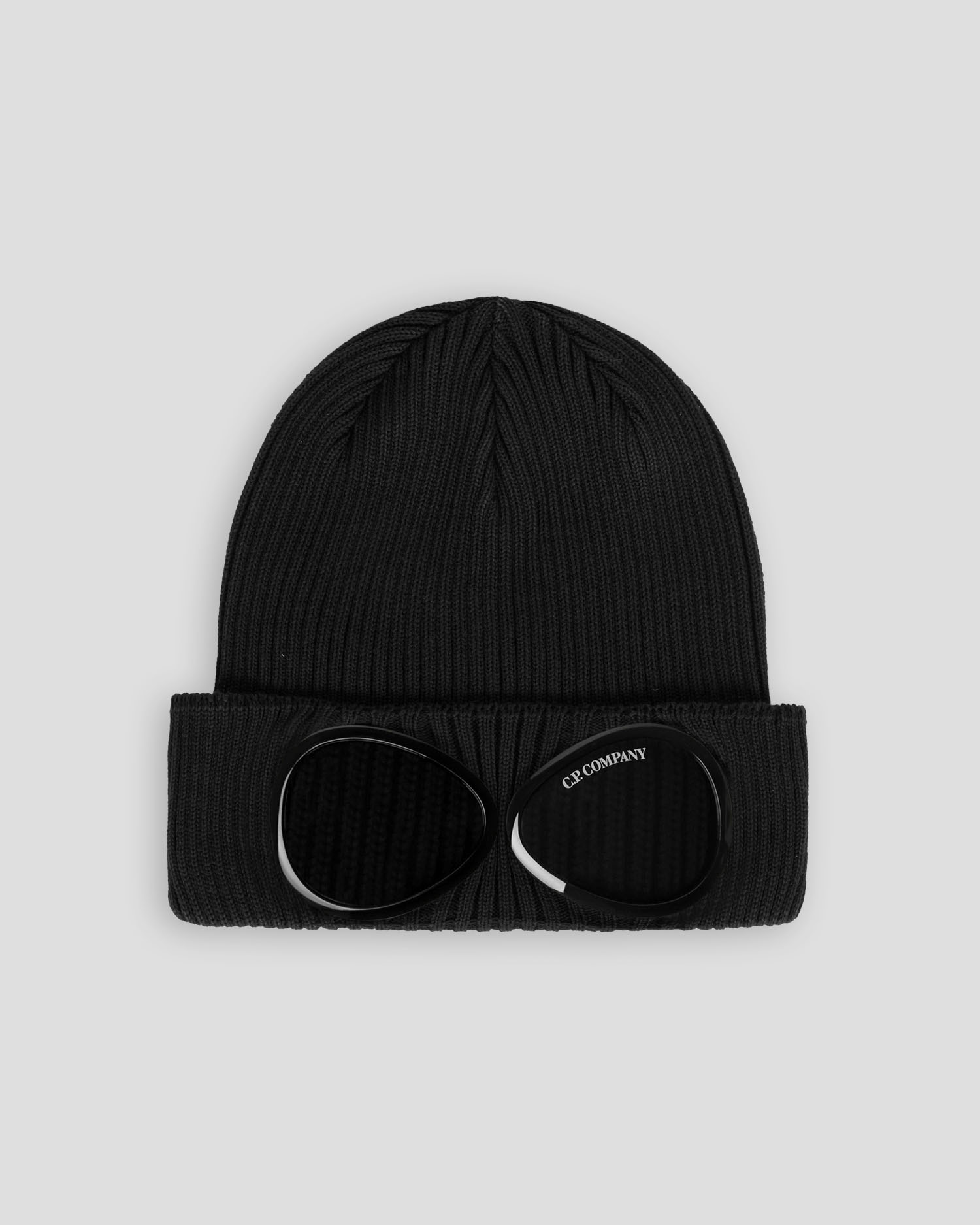 C.P. Company CMAC016A Cotton Goggle Beanie - 999 Black - Escape Menswear