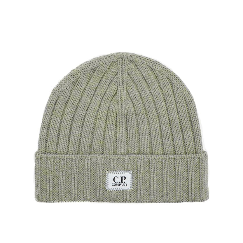C.P. Company CMAC120A Patch Logo Beanie - 335 Silver Sage - Escape Menswear