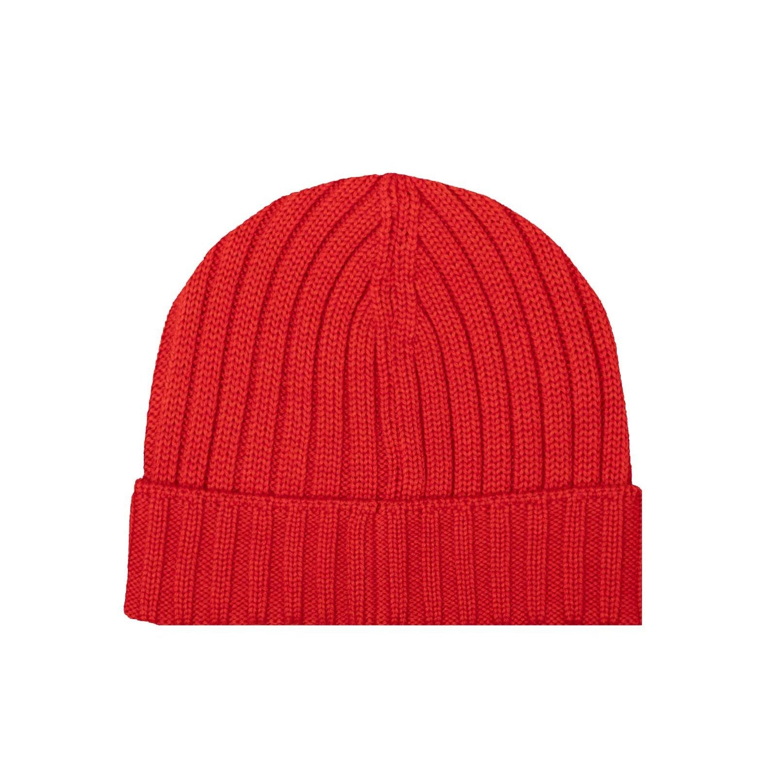 C.P. Company CMAC120A Patch Logo Beanie - 486 Pompeian Red - Escape Menswear