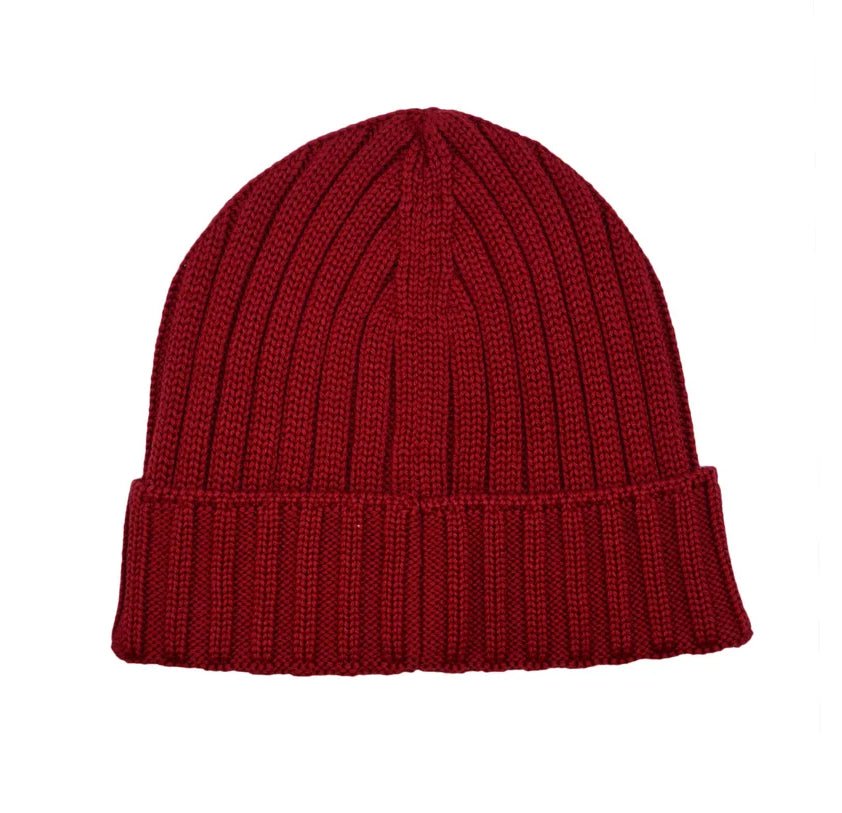 C.P. Company CMAC120A Patch Logo Beanie - 560 Ketchup - Escape Menswear