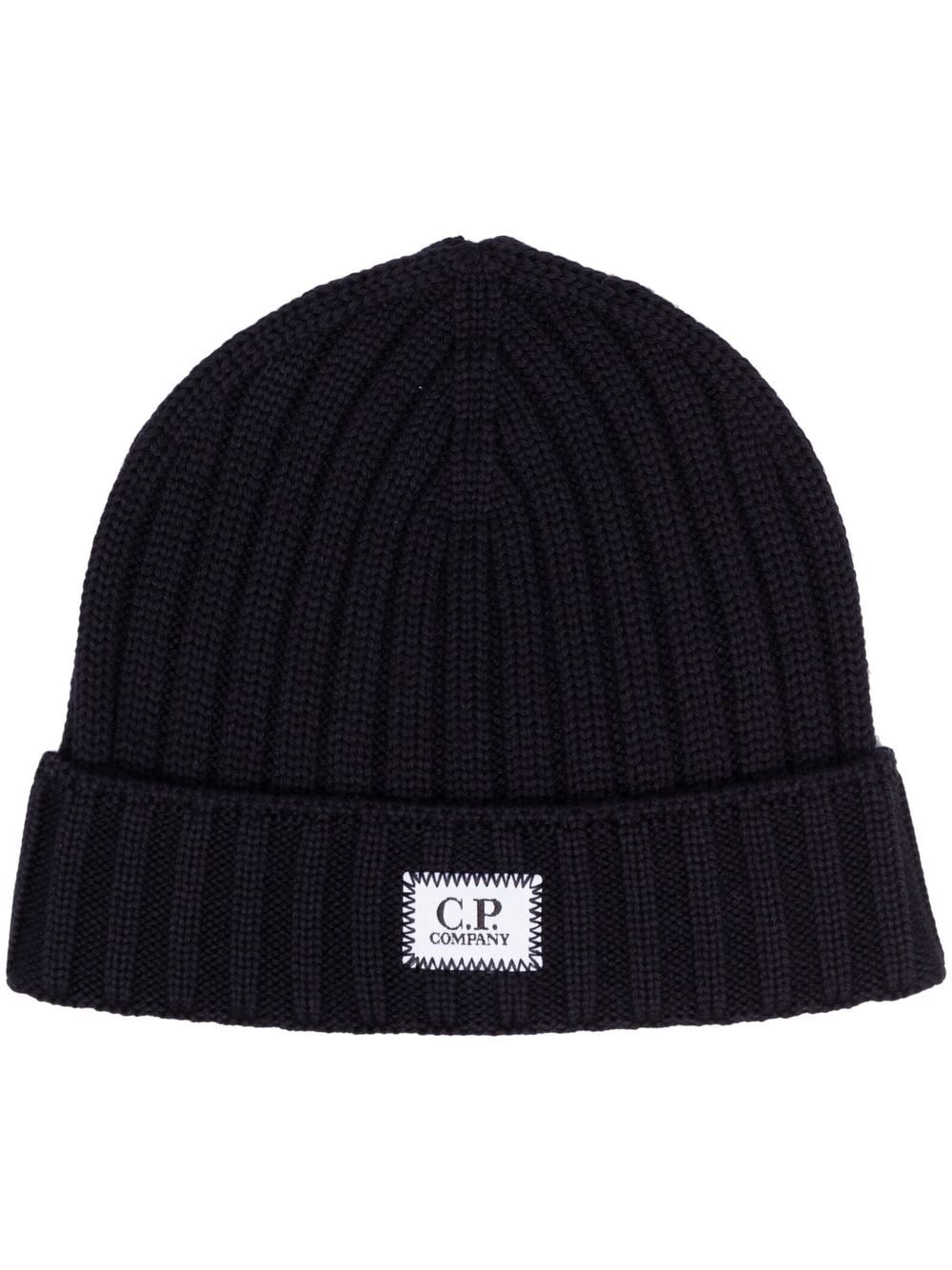 C.P. Company CMAC120A Patch Logo Beanie - 888 Navy - Escape Menswear