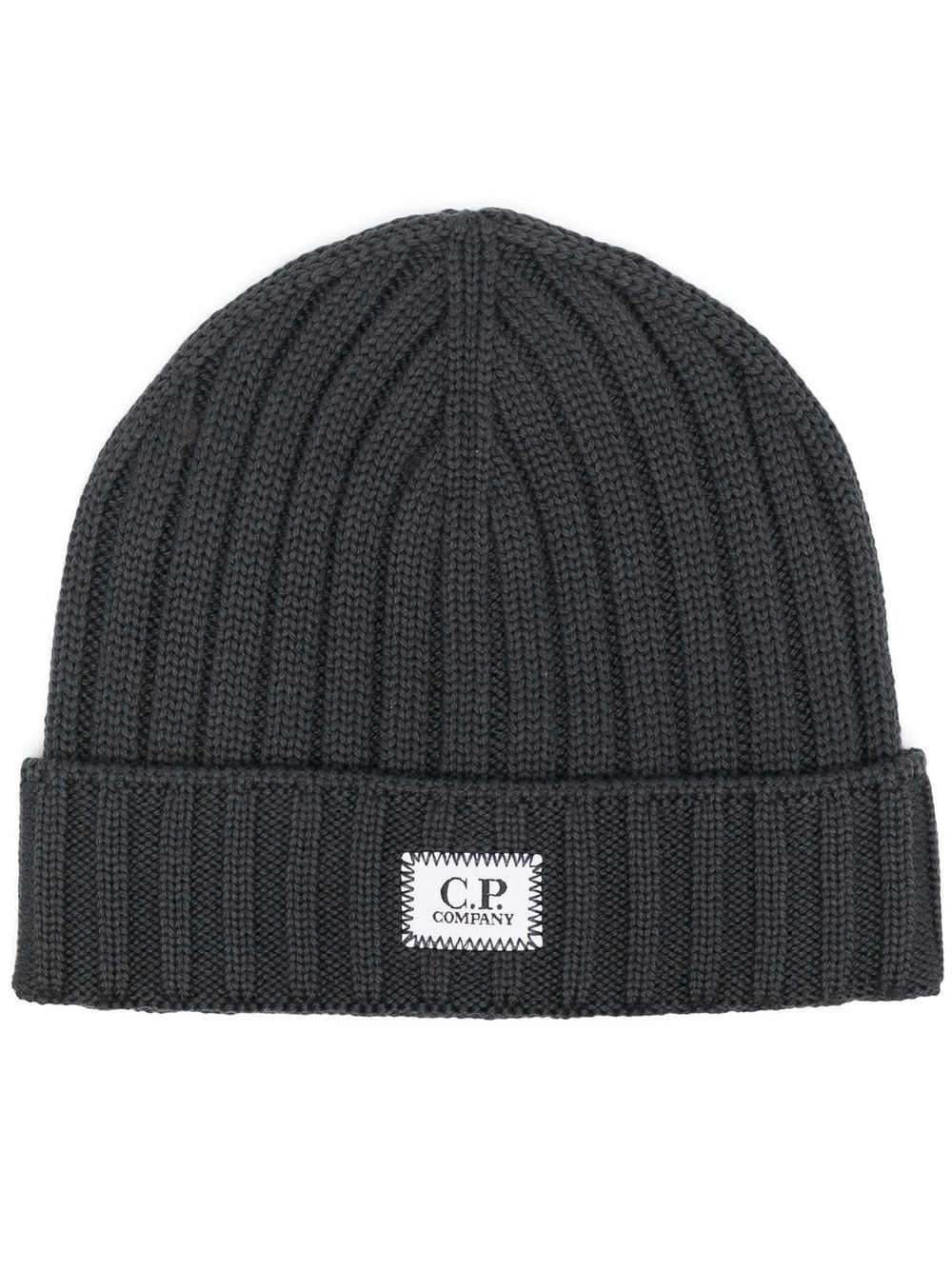 C.P. Company CMAC120A Patch Logo Beanie - 968 Fog Grey - Escape Menswear