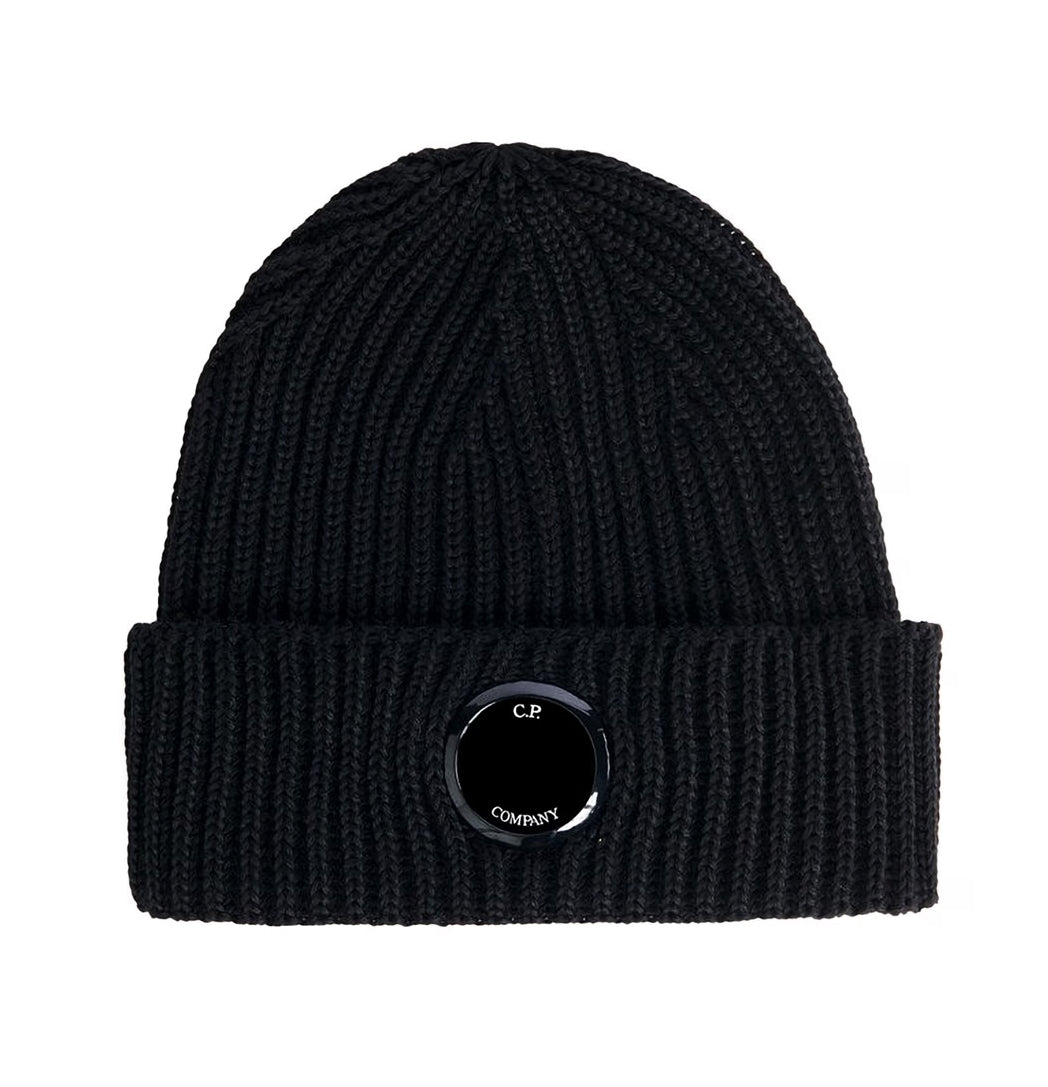 C.P. Company CMAC272A Wool Lens Beanie - 999 Black - Escape Menswear