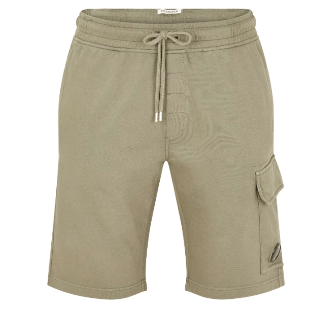 C.P. Company CMSB021A Light Fleece Cargo Shorts - 322 Army Green - Escape Menswear