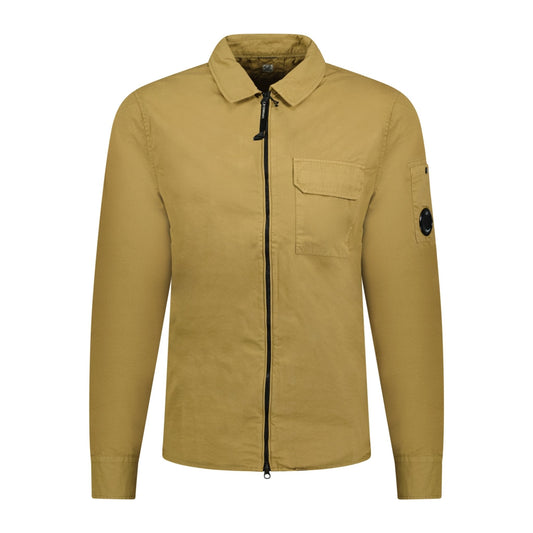 C.P. Company CMSH158A Gabardine Zip Overshirt - 326 Bistre - Escape Menswear