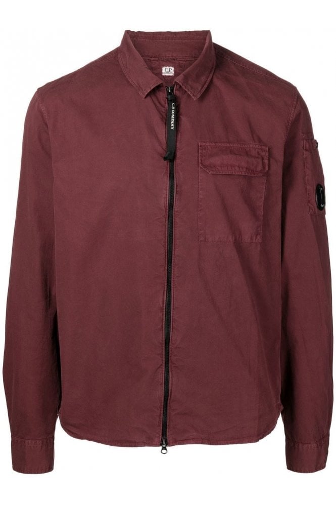 C.P. Company CMSH158A Gabardine Zip Overshirt - 589 Royal Red - Escape Menswear