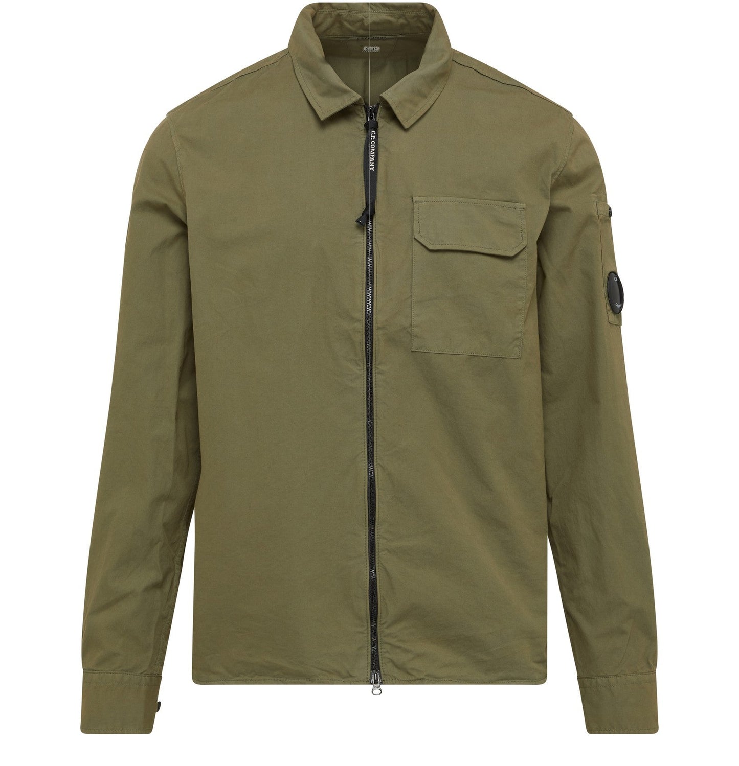 C.P. Company CMSH158A Gabardine Zip Overshirt - 669 Thyme Green - Escape Menswear