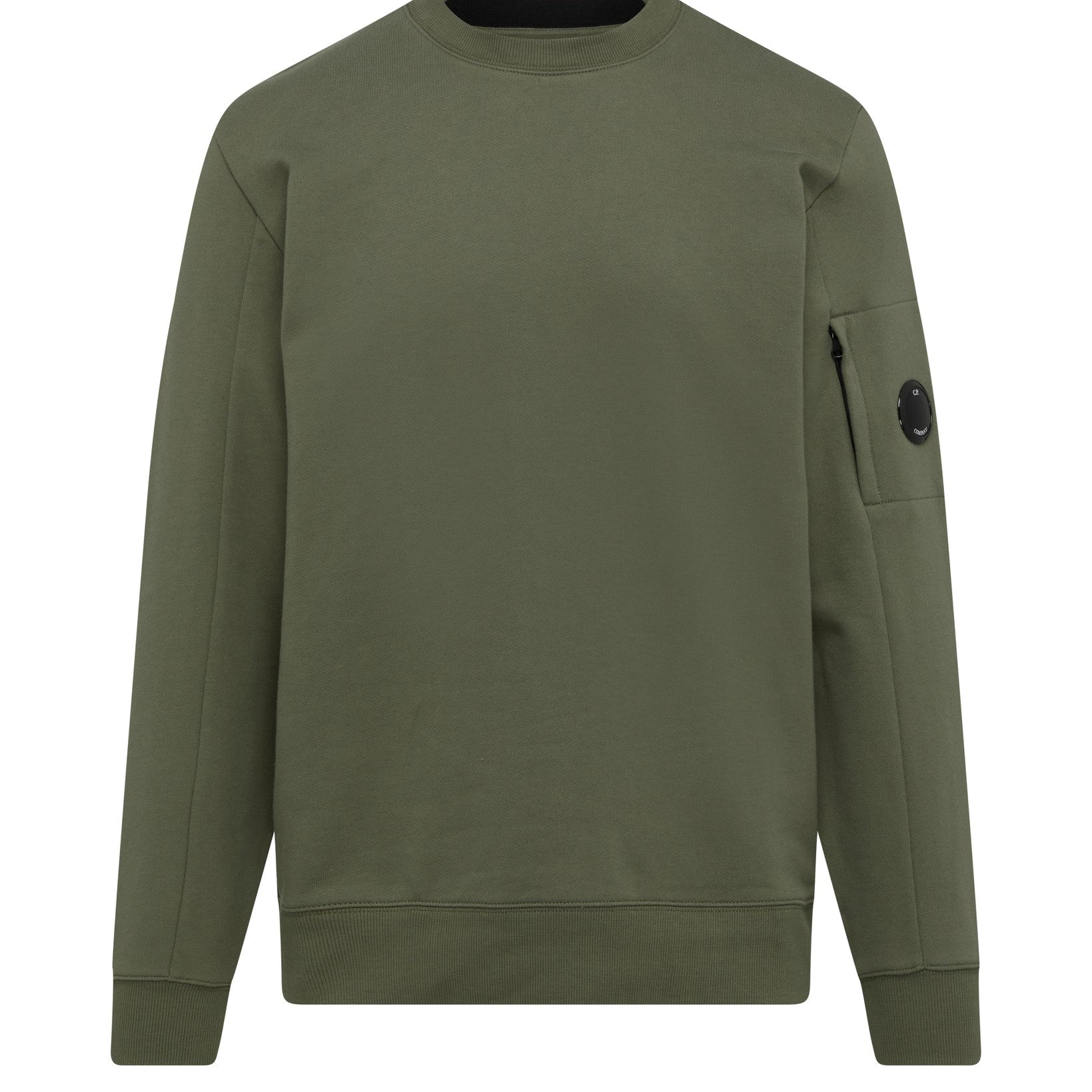 C.P. Company CMSS022A Diagonal Raised Fleece Sweatshirt - 669 Thyme Green - Escape Menswear