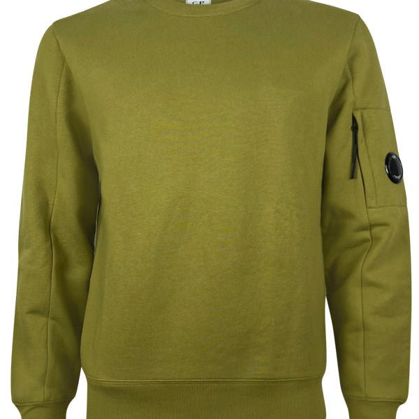 C.P. Company CMSS022A Diagonal Raised Fleece Sweatshirt - 698 Green Moss - Escape Menswear