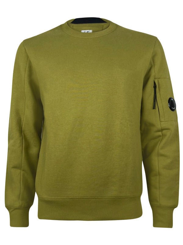 C.P. Company CMSS022A Diagonal Raised Fleece Sweatshirt - 698 Green Moss - Escape Menswear