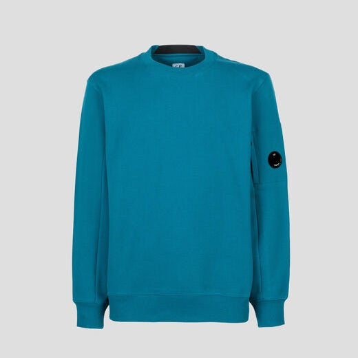 C.P. Company CMSS022A Diagonal Raised Fleece Sweatshirt - 861 Spruce Blue - Escape Menswear