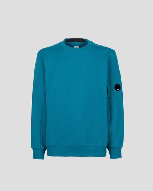 C.P. Company CMSS022A Diagonal Raised Fleece Sweatshirt - 861 Spruce Blue - Escape Menswear