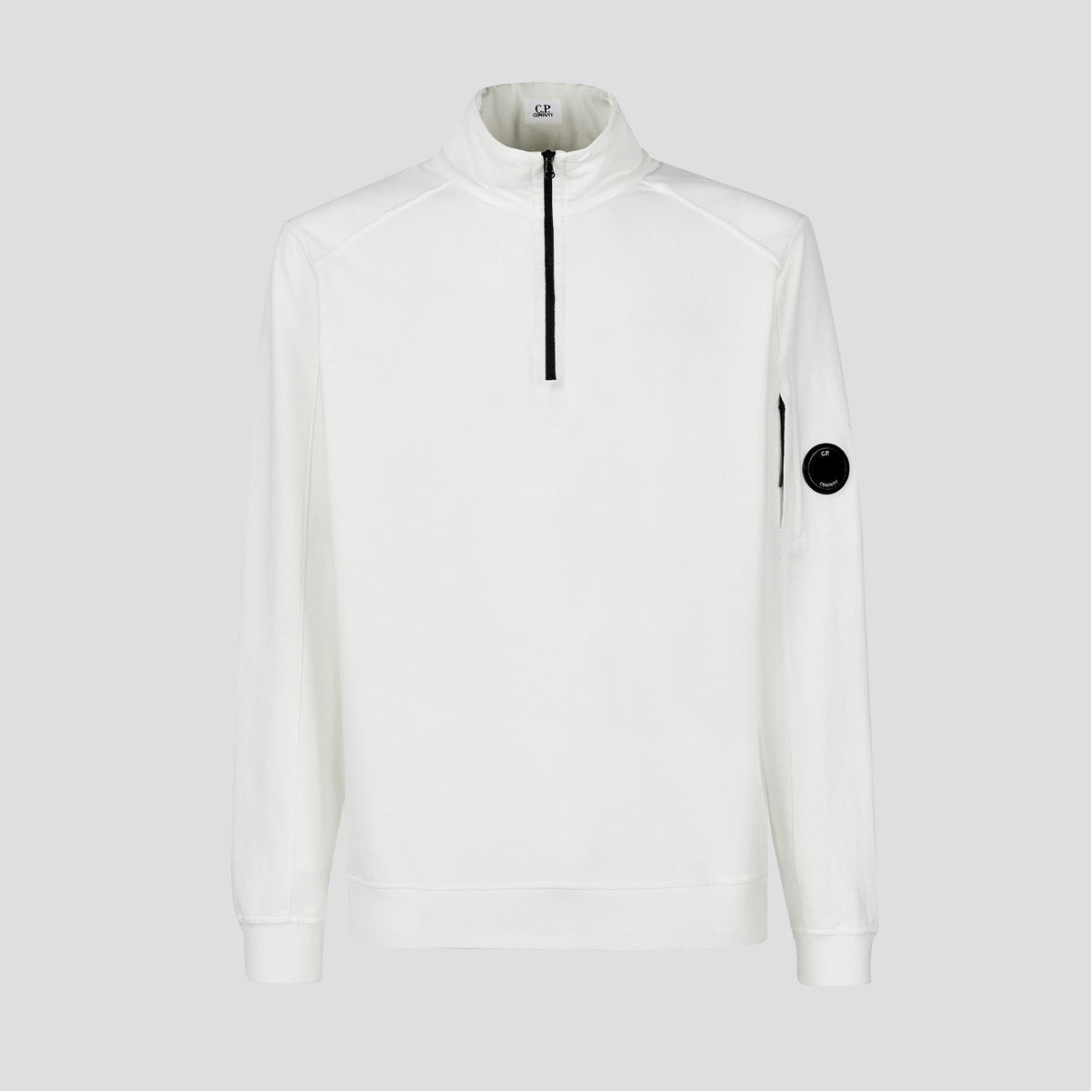 C.P. Company CMSS035A Light Fleece Zip Polo - 103 White - Escape Menswear