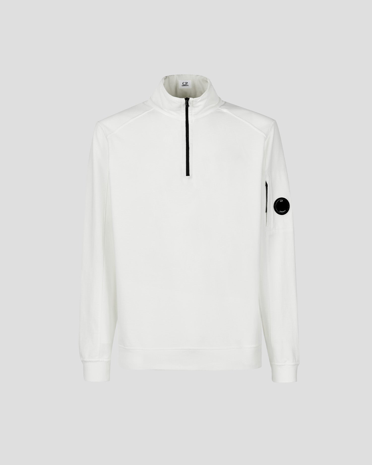 C.P. Company CMSS035A Light Fleece Zip Polo - 103 White - Escape Menswear