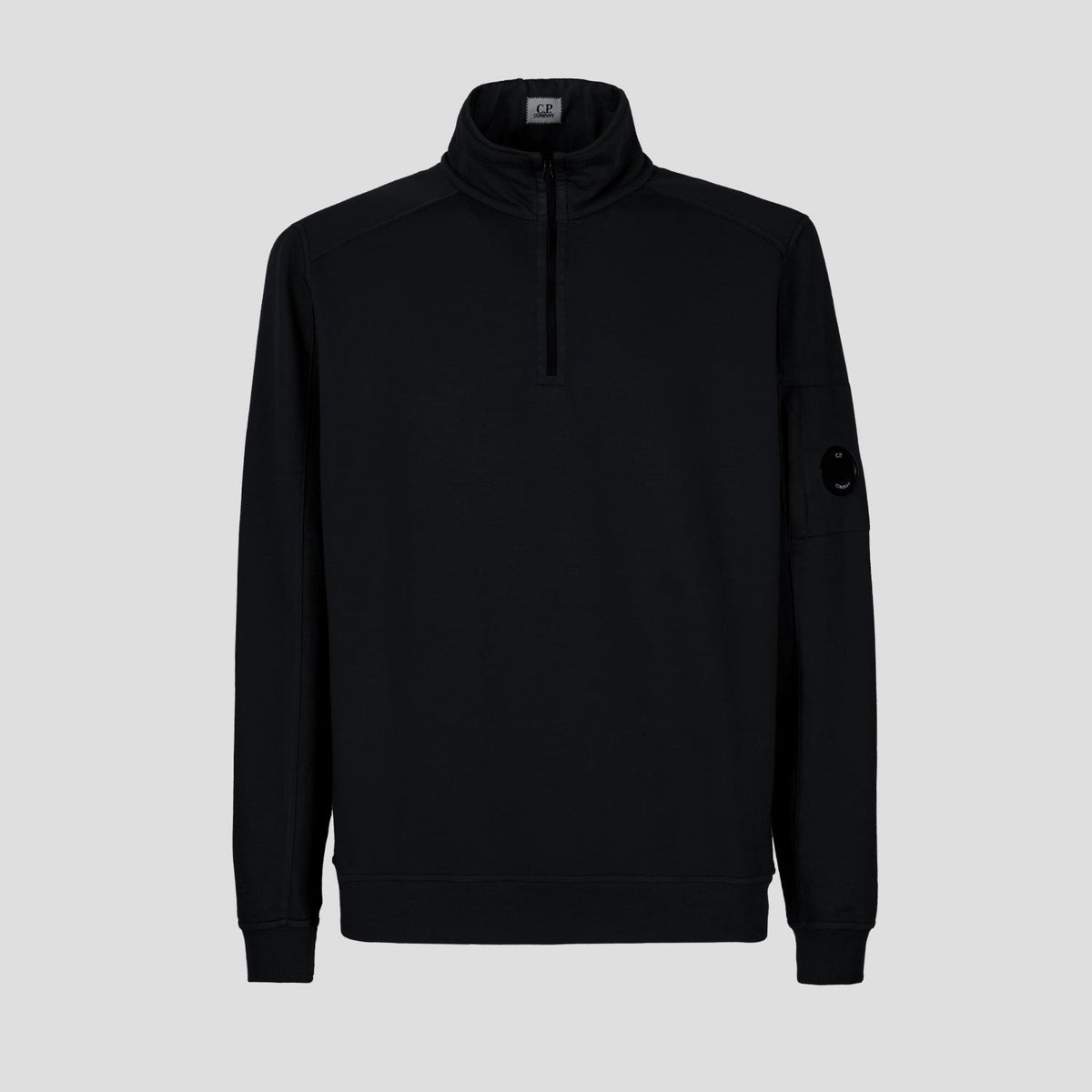 C.P. Company CMSS035A Light Fleece Zip Polo - 999 Black - Escape Menswear