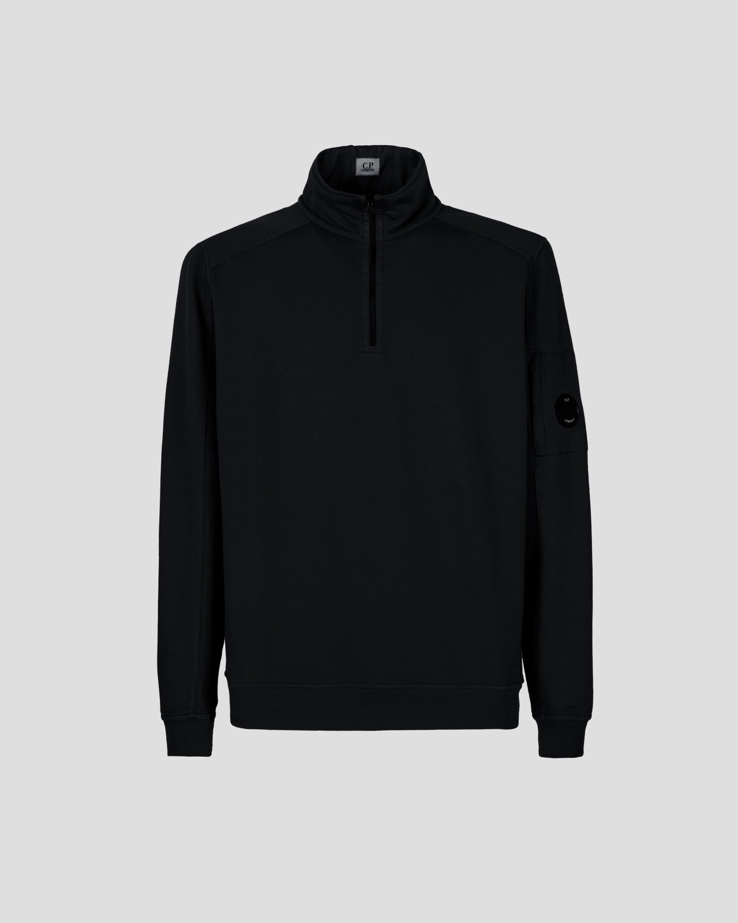C.P. Company CMSS035A Light Fleece Zip Polo - 999 Black - Escape Menswear