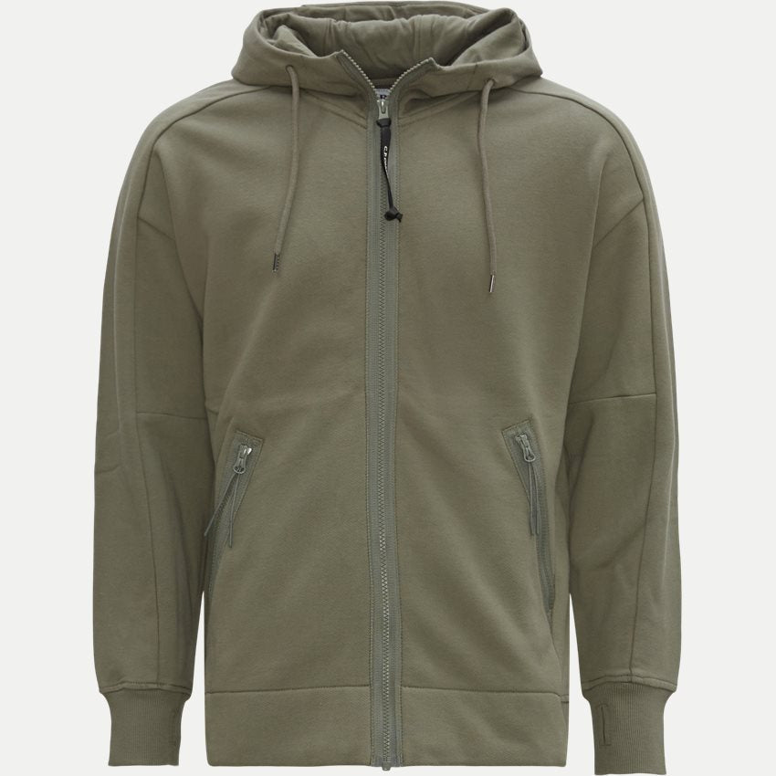 C.P. Company CMSS082A Diagonal Raised Fleece Zip Hoodie - 322 Army Green - Escape Menswear