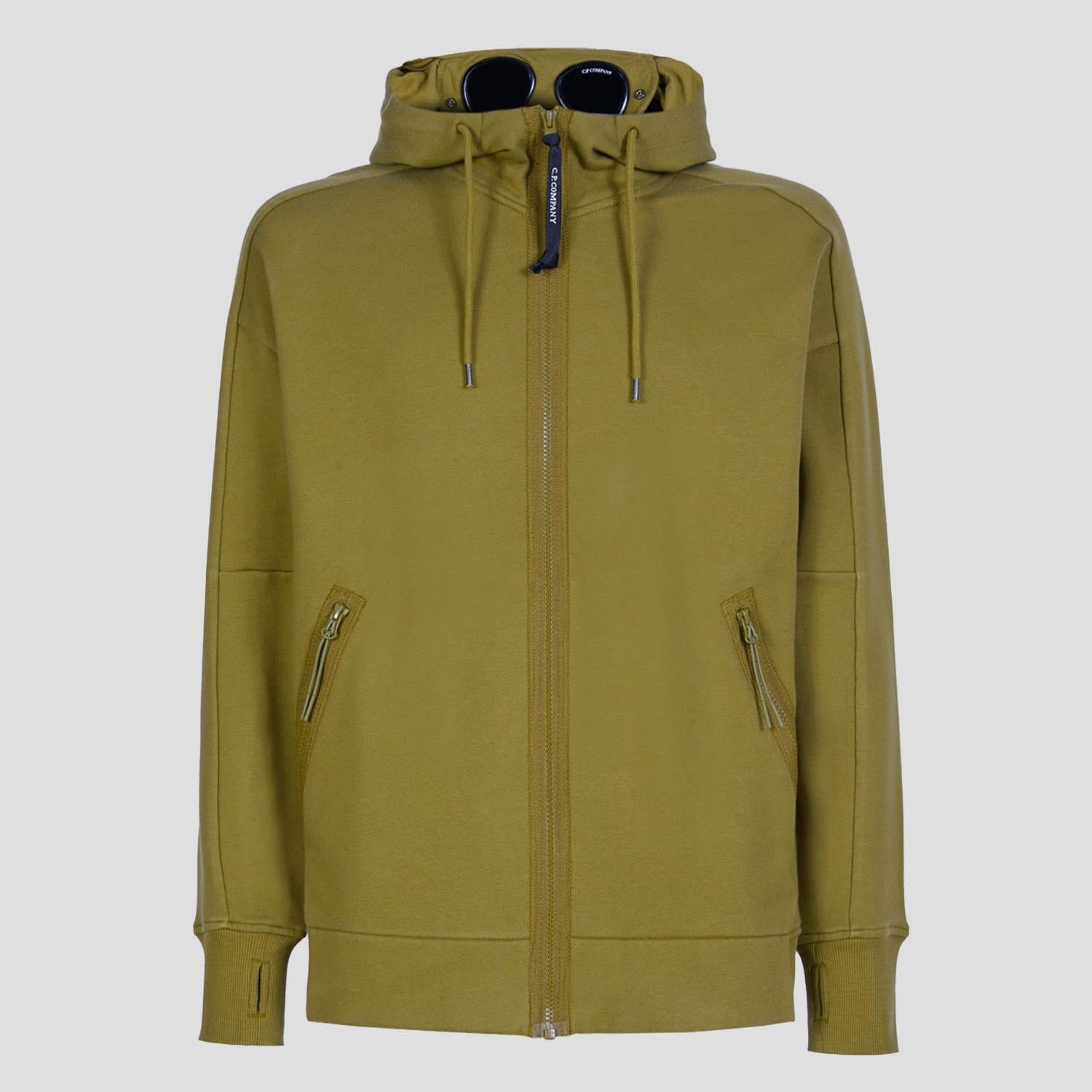 C.P. Company CMSS082A Diagonal Raised Fleece Zip Hoodie - 698 Green Moss - Escape Menswear