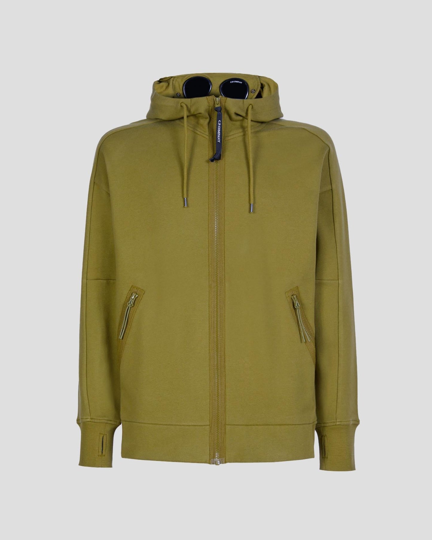 C.P. Company CMSS082A Diagonal Raised Fleece Zip Hoodie - 698 Green Moss - Escape Menswear