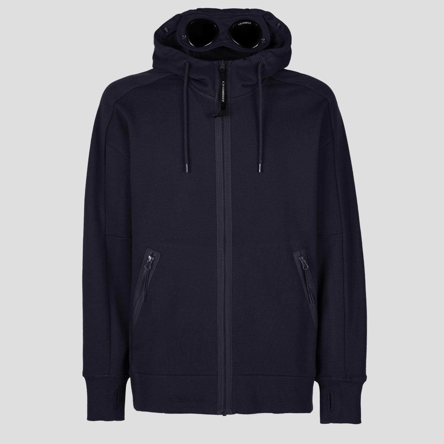 C.P. Company CMSS082A Diagonal Raised Fleece Zip Hoodie - 888 Navy - Escape Menswear