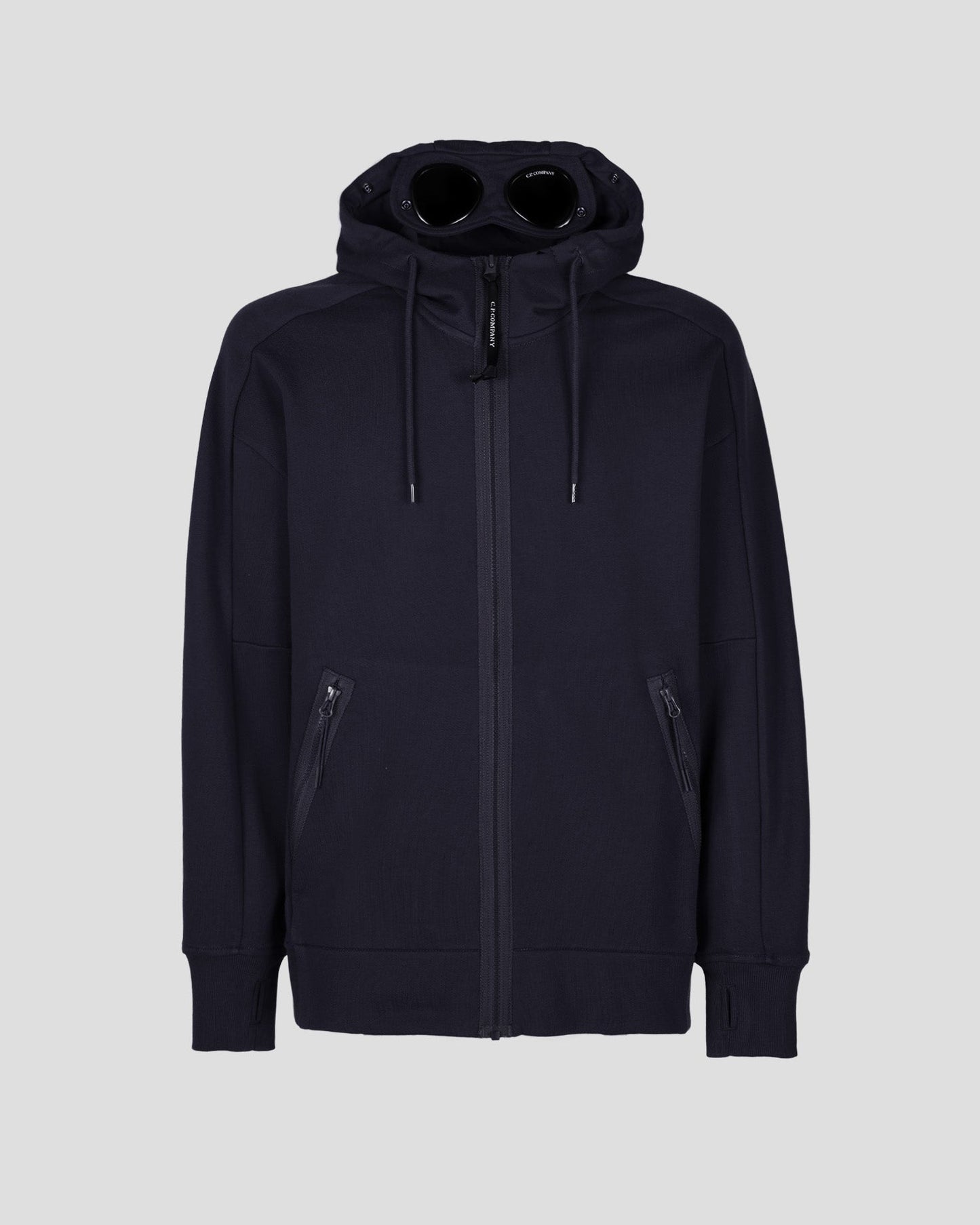 C.P. Company CMSS082A Diagonal Raised Fleece Zip Hoodie - 888 Navy - Escape Menswear