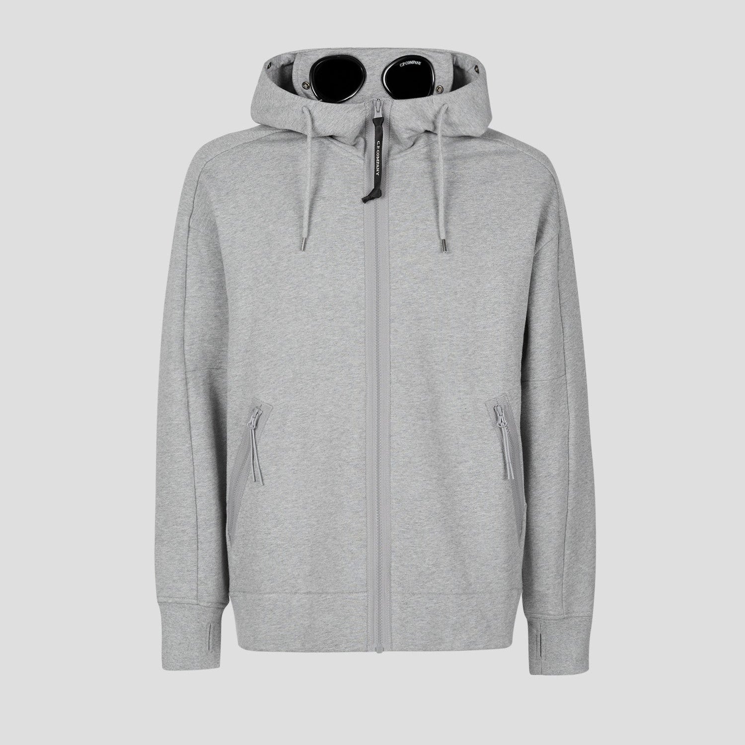 C.P. Company CMSS082A Diagonal Raised Fleece Zip Hoodie - M93 Grey - Escape Menswear