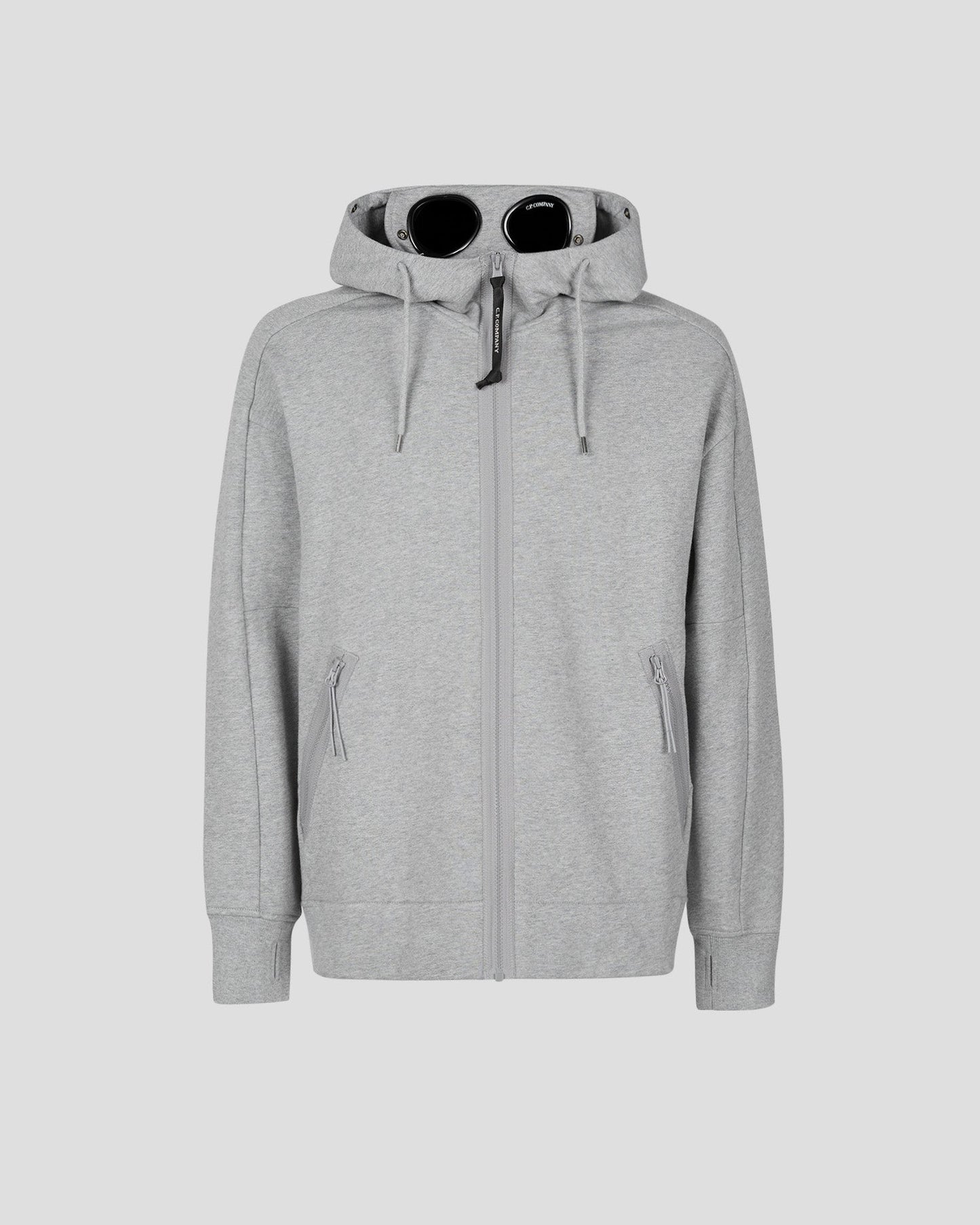 C.P. Company CMSS082A Diagonal Raised Fleece Zip Hoodie - M93 Grey - Escape Menswear