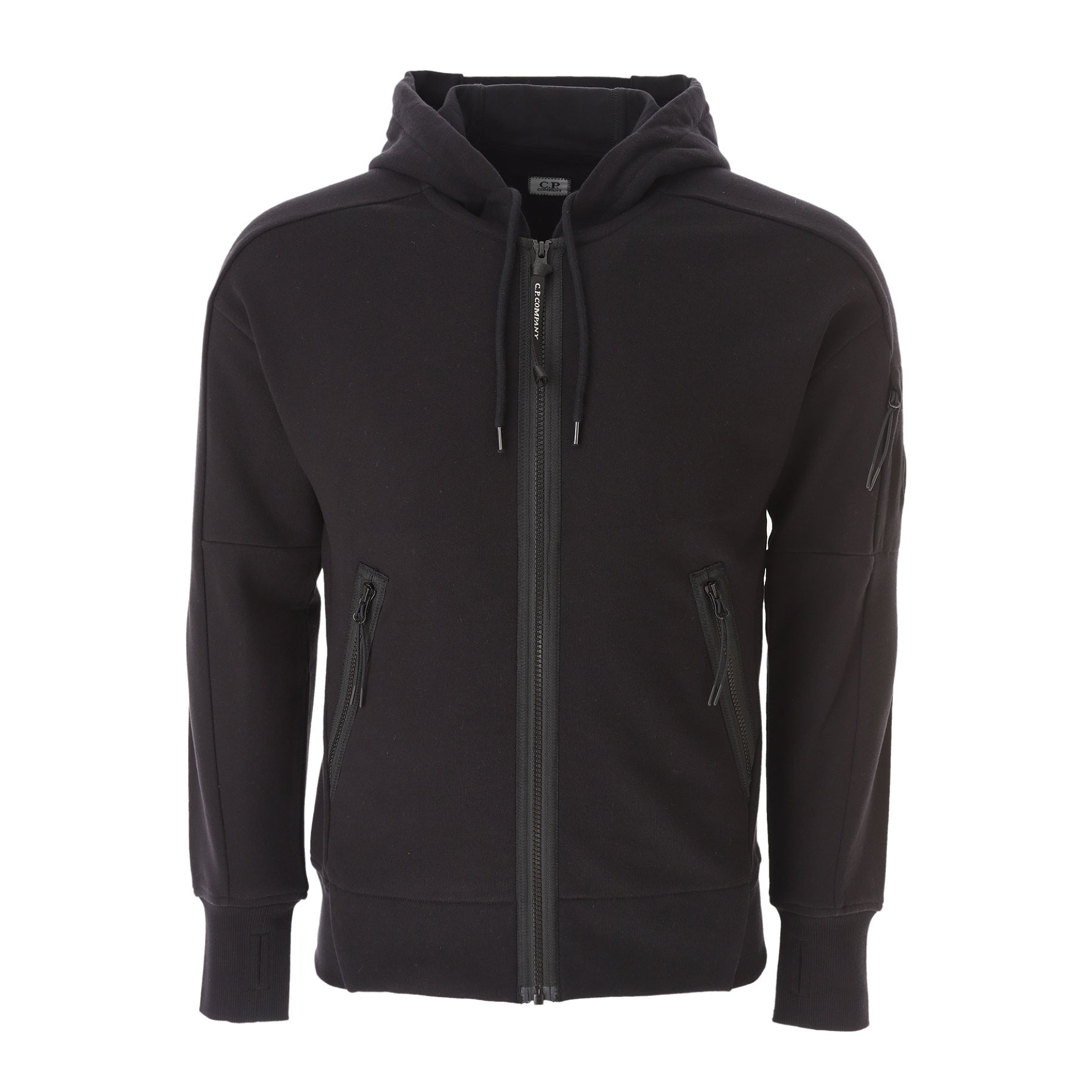 C.P. Company Goggle Zip-Through Hoodie - 999 Black - Escape Menswear