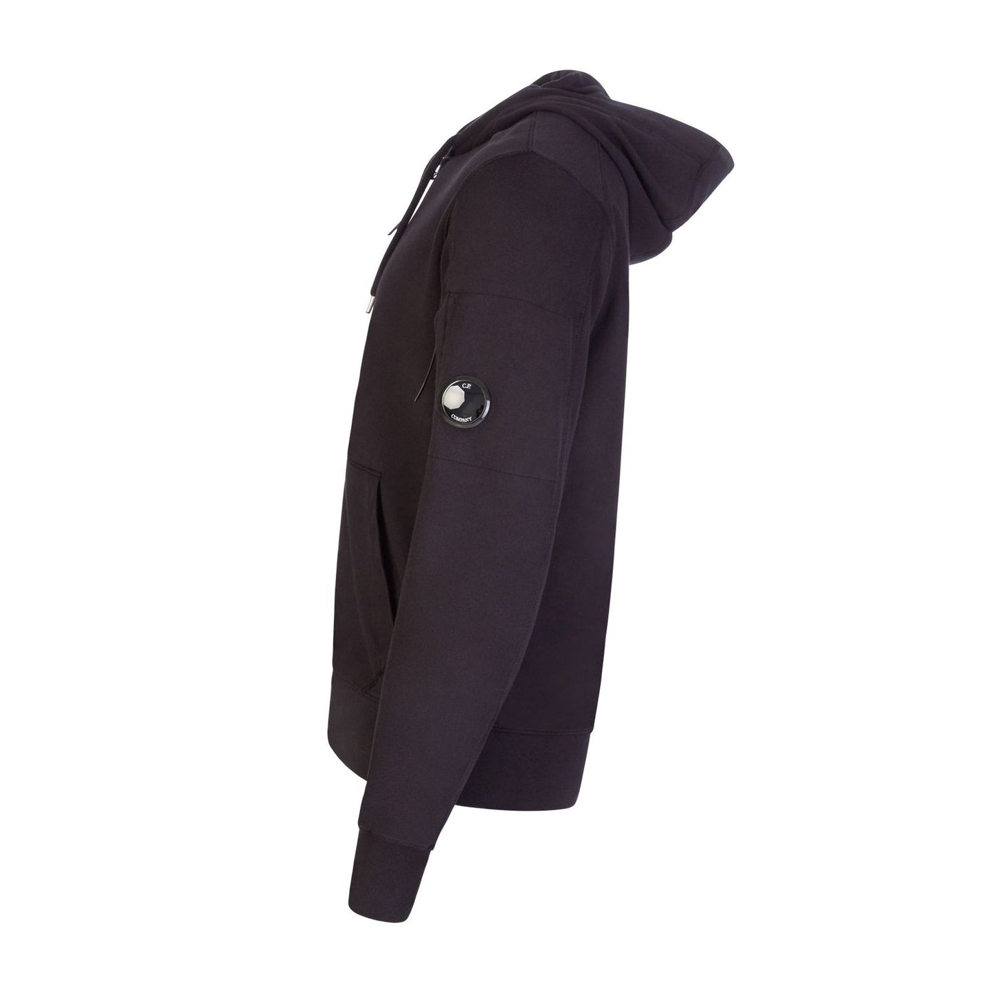 CP Company Light Fleece Zip Hoodie - 999 Black - Escape Menswear