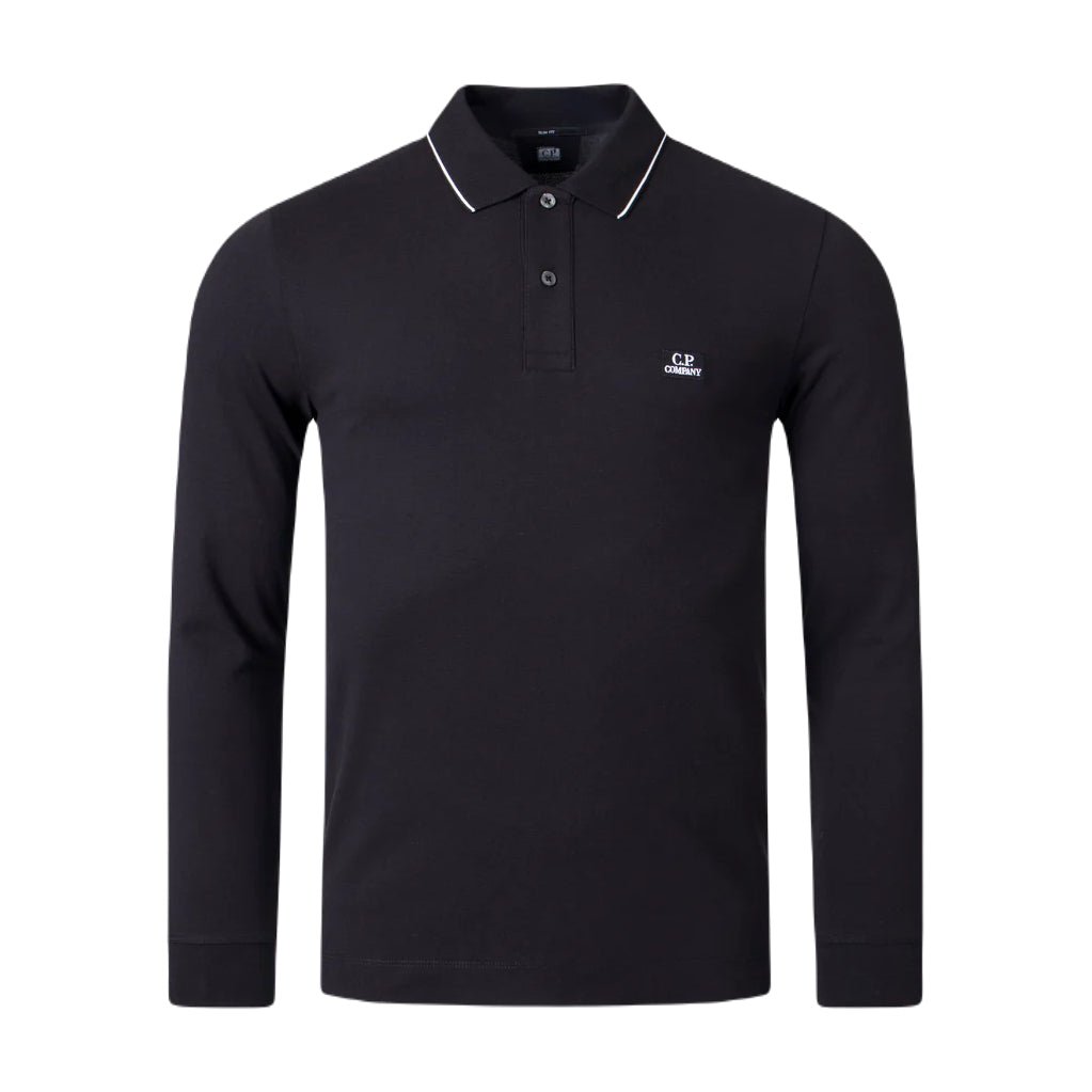 C.P. Company Long Sleeve Polo - 999 Black - Escape Menswear