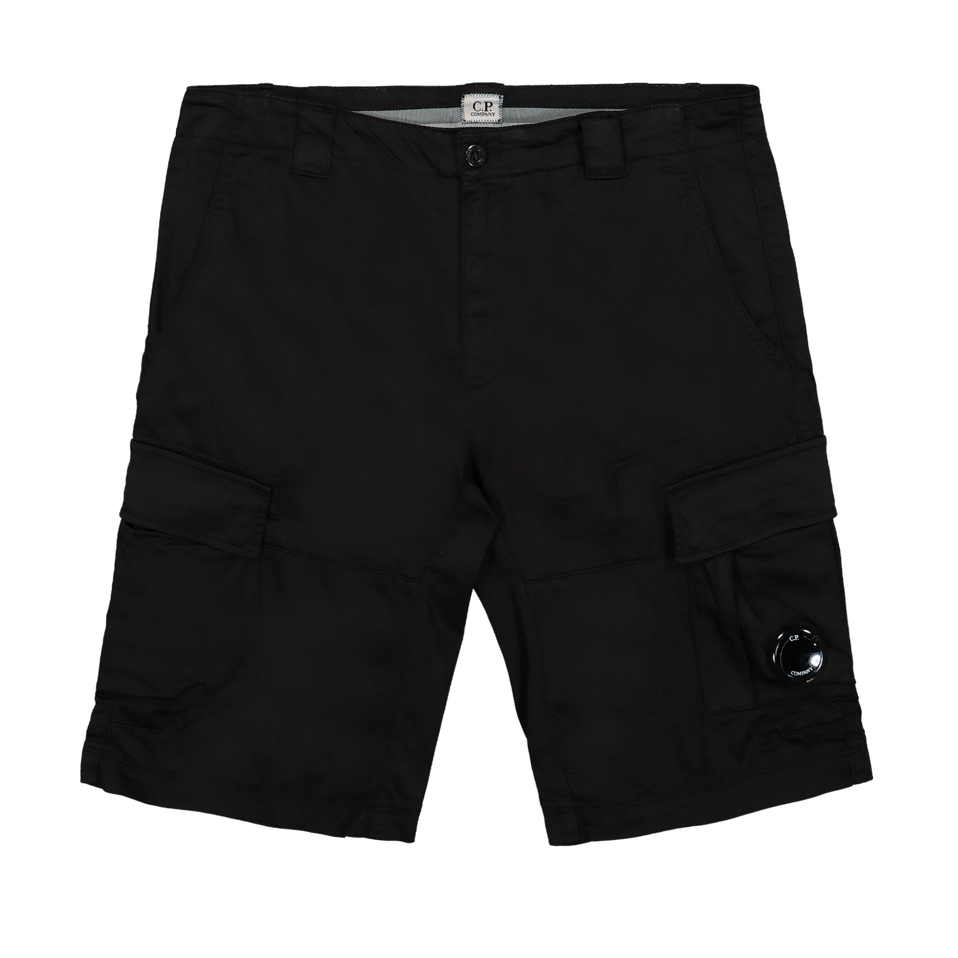 C.P. Company Regular Fit Stretch Sateen Cargo Shorts - 999 Black - Escape Menswear