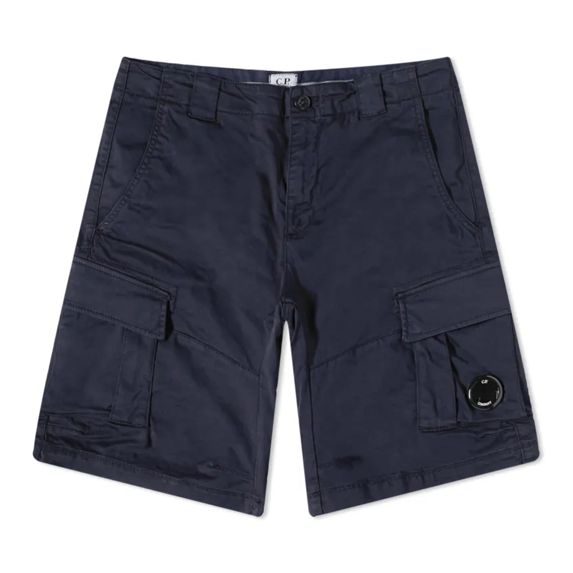 C.P. Company Regular Fit Stretch Sateen Cargo Shorts - 999 Black - Escape Menswear