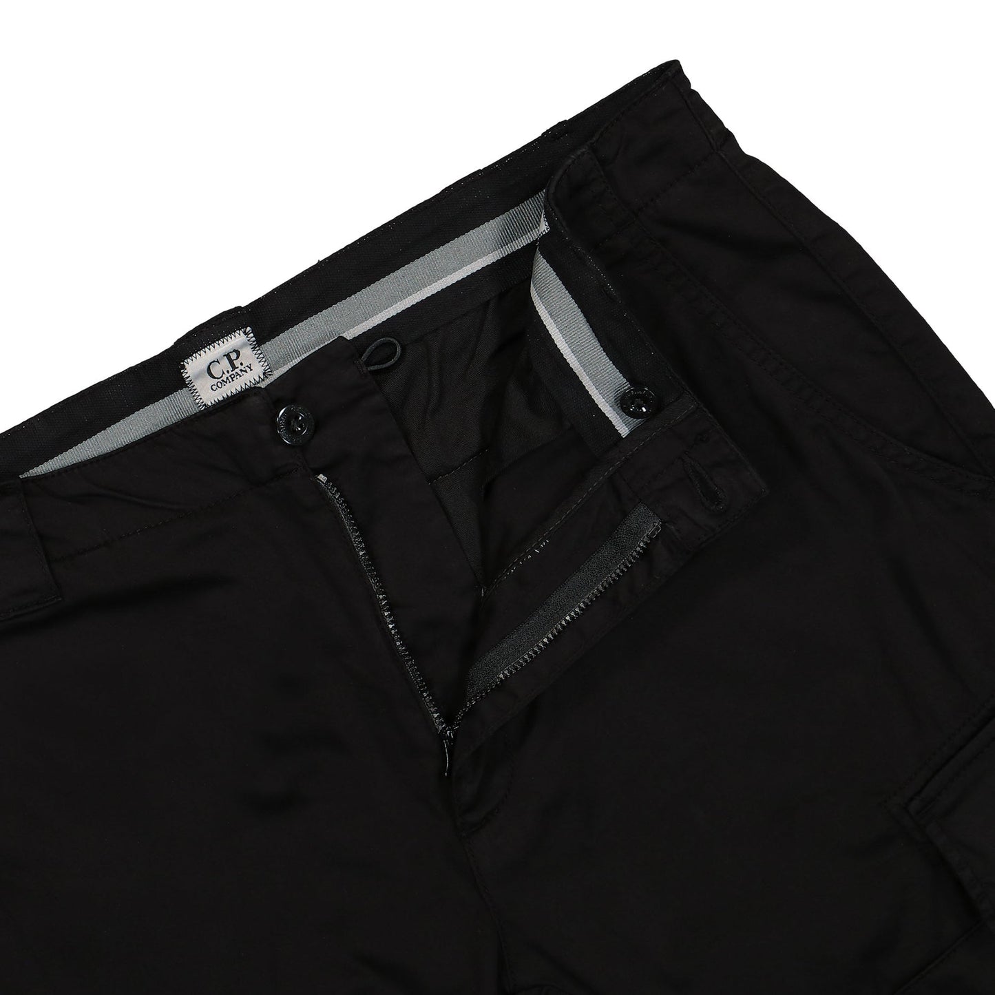 C.P. Company Regular Fit Stretch Sateen Cargo Shorts - 999 Black - Escape Menswear
