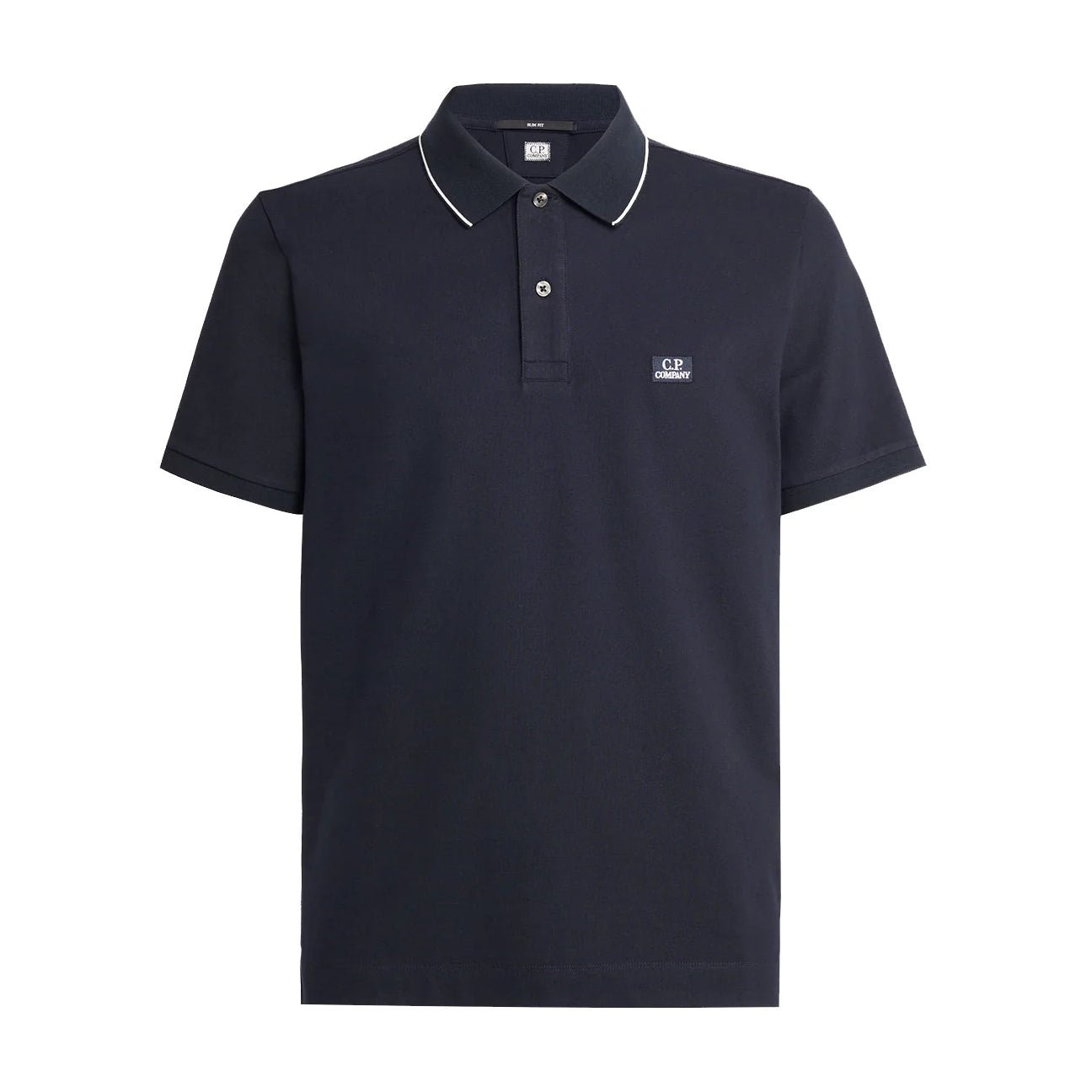 C.P. Company Short Sleeve Tipped Polo - 888 Navy - Escape Menswear