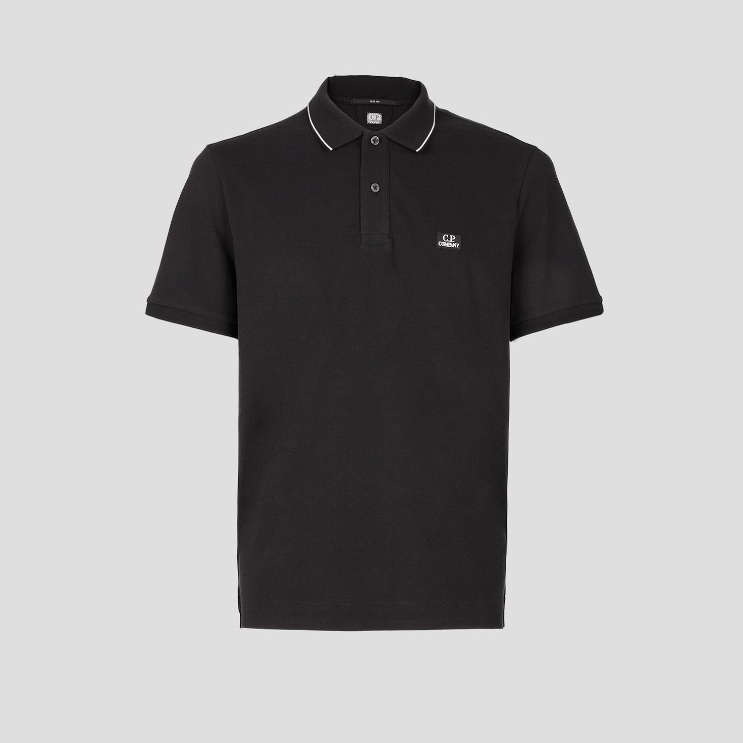 C.P. Company Stretch Piquet Polo Shirt - 999 Black - Escape Menswear