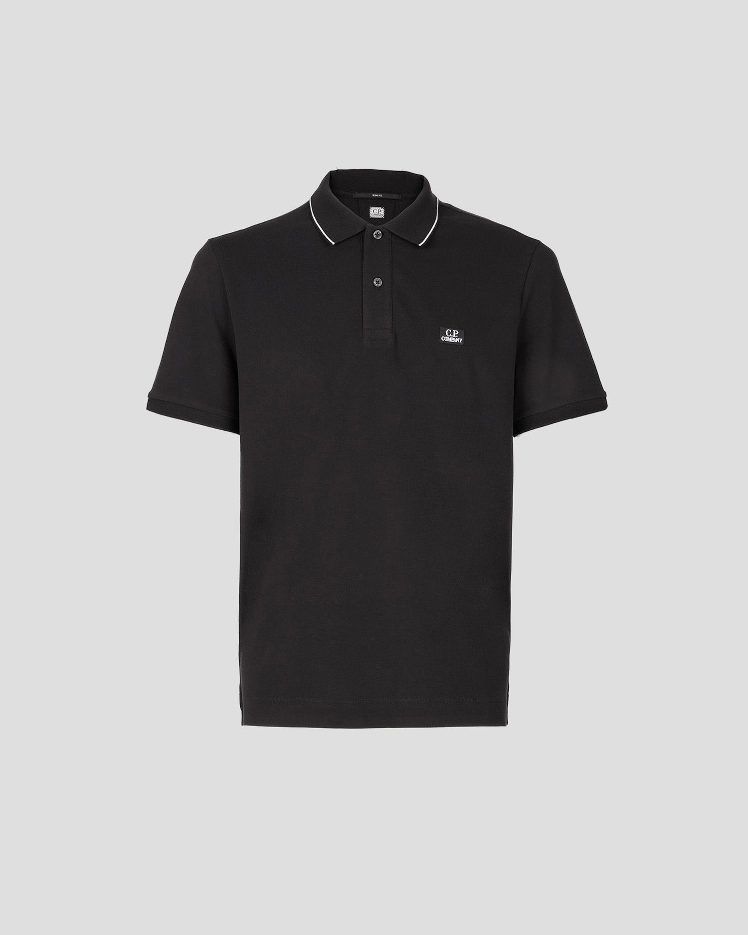 C.P. Company Stretch Piquet Polo Shirt - 999 Black - Escape Menswear