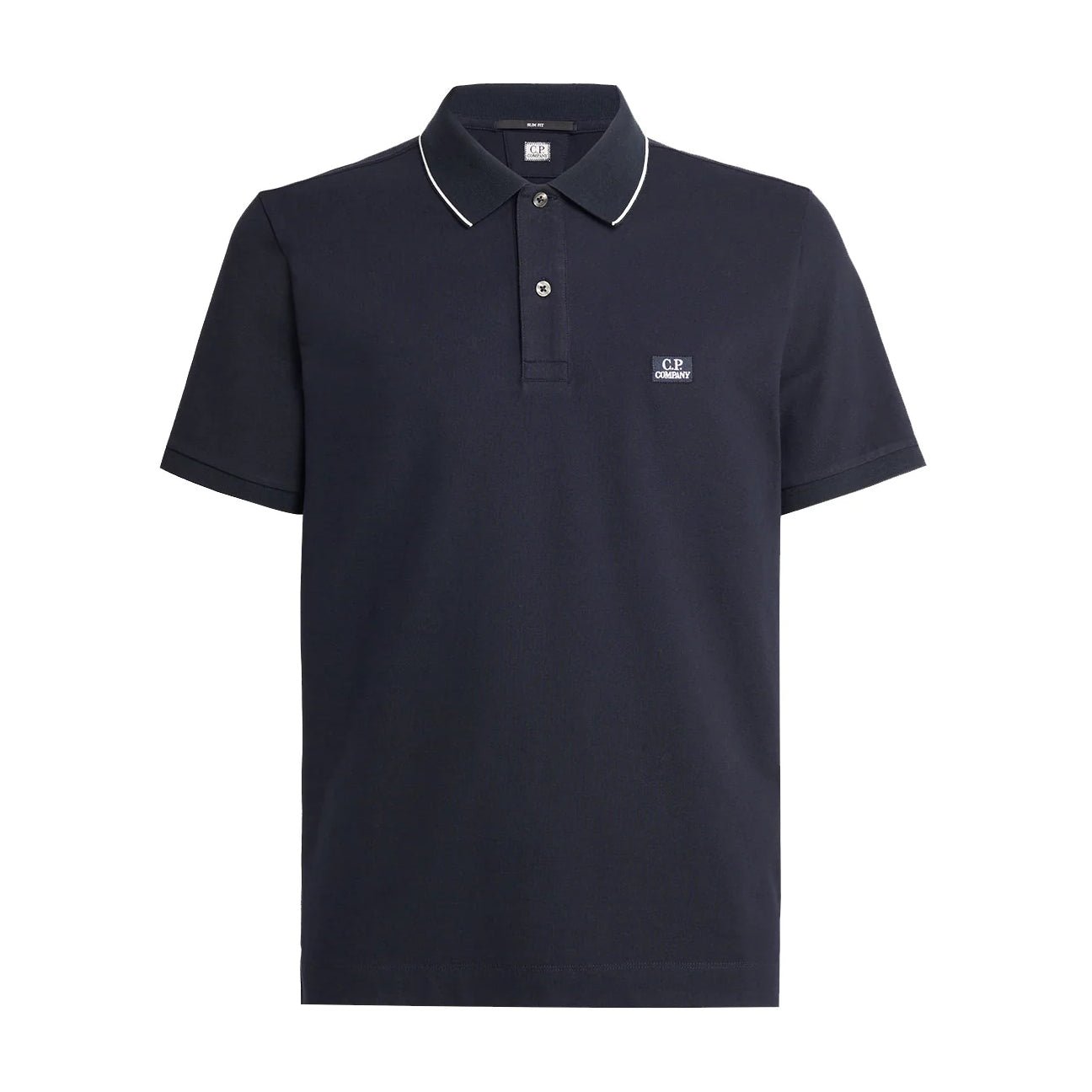 C.P. Company Stretch Piquet Striped Collar Polo - 888 Navy - Escape Menswear