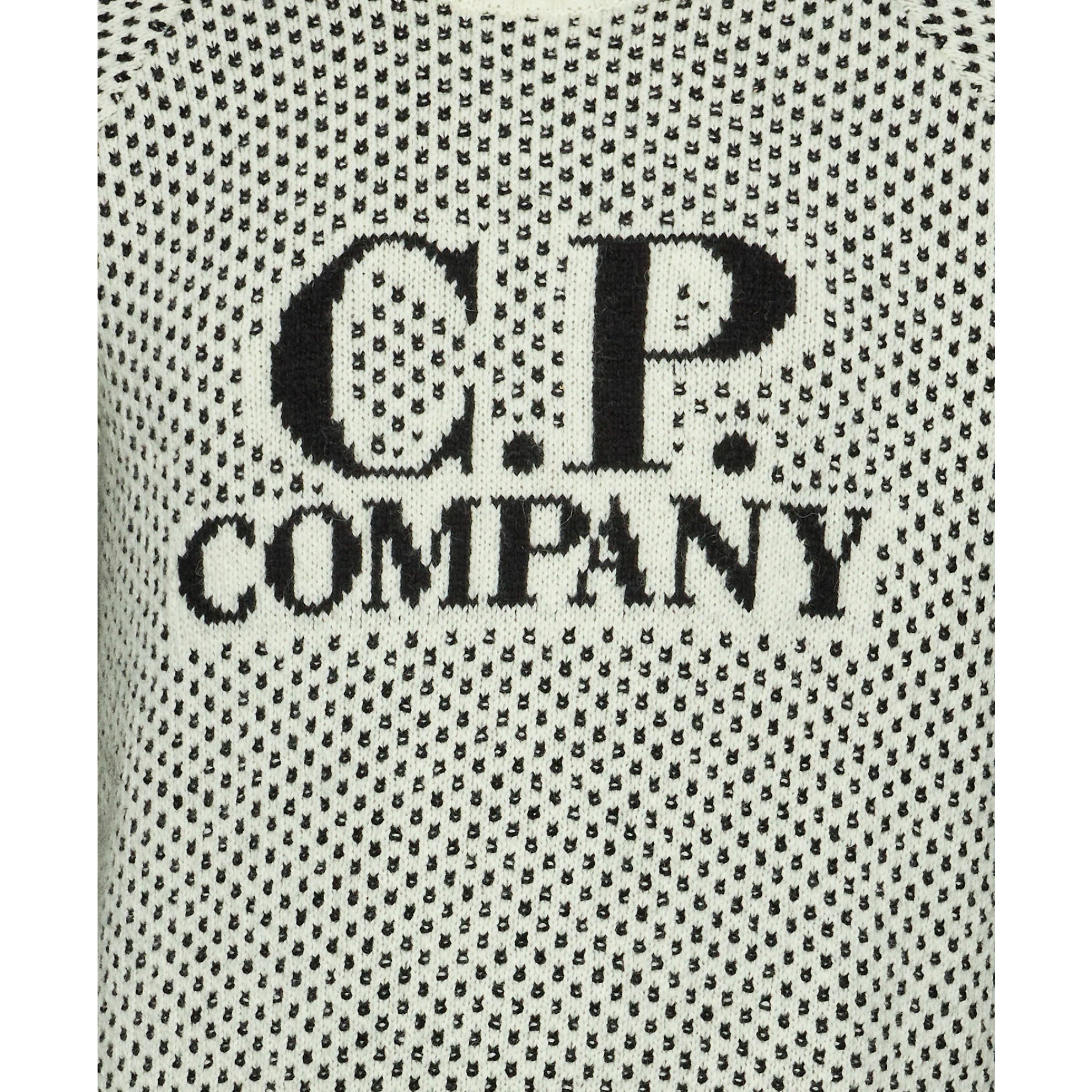 C.P. Company Wool Jacquard Roll Neck Knit - V01 White - Escape Menswear