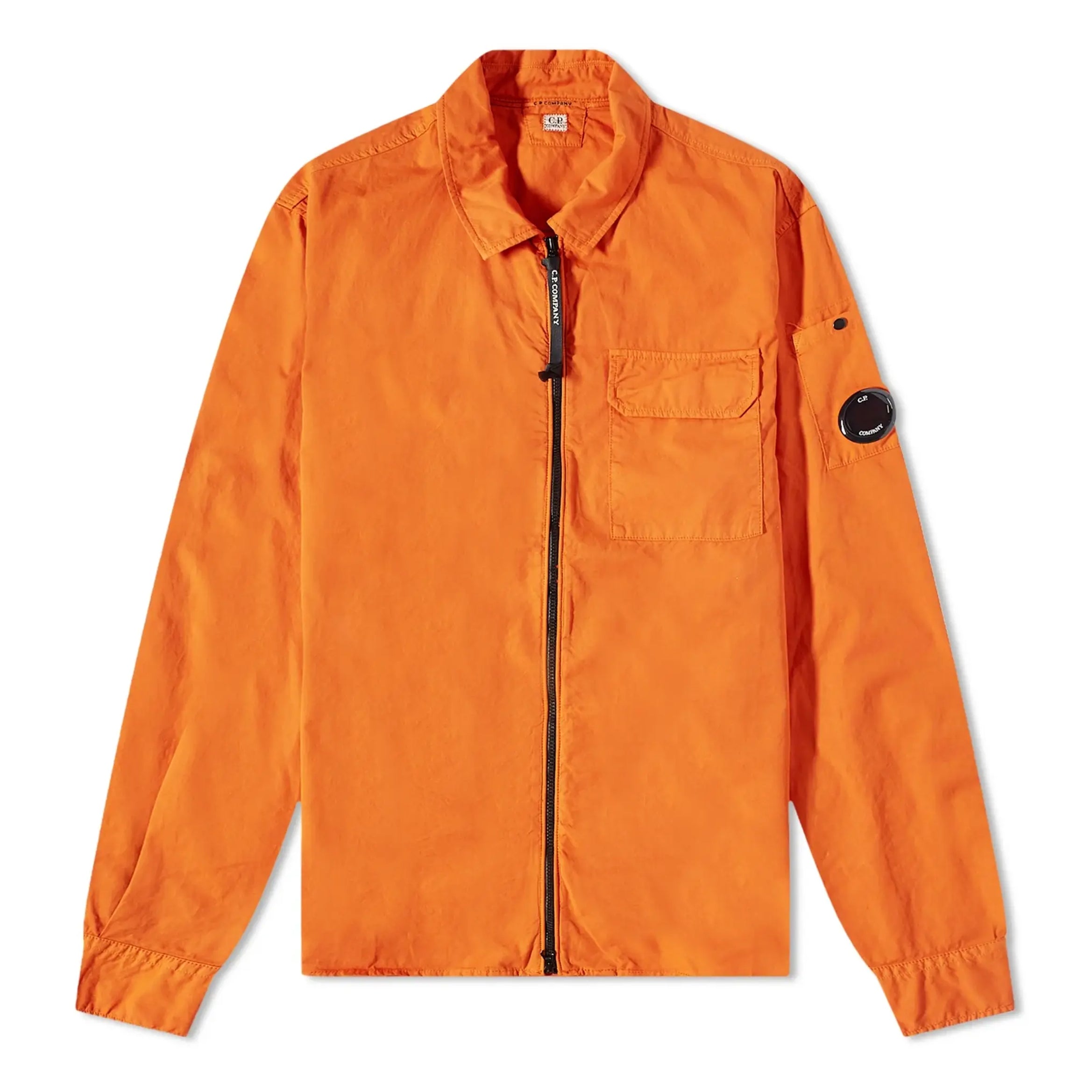 CP Company Zip Through Gabardine Overshirt - 439 Orange - Escape Menswear