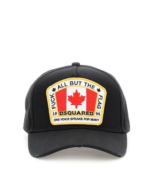 Dsquared2 BCM4011 Flag Patch Baseball Cap - 2124 Black - Escape Menswear