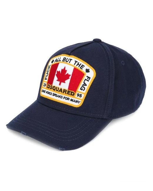 Dsquared2 BCM4011 Flag Patch Baseball Cap - 3073 Navy - Escape Menswear