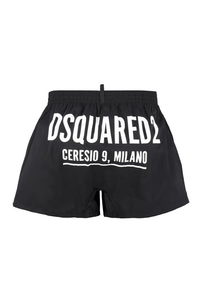 Dsquared2 Ceresio 9 Milano Logo Swim Shorts - 010 Black - Escape Menswear