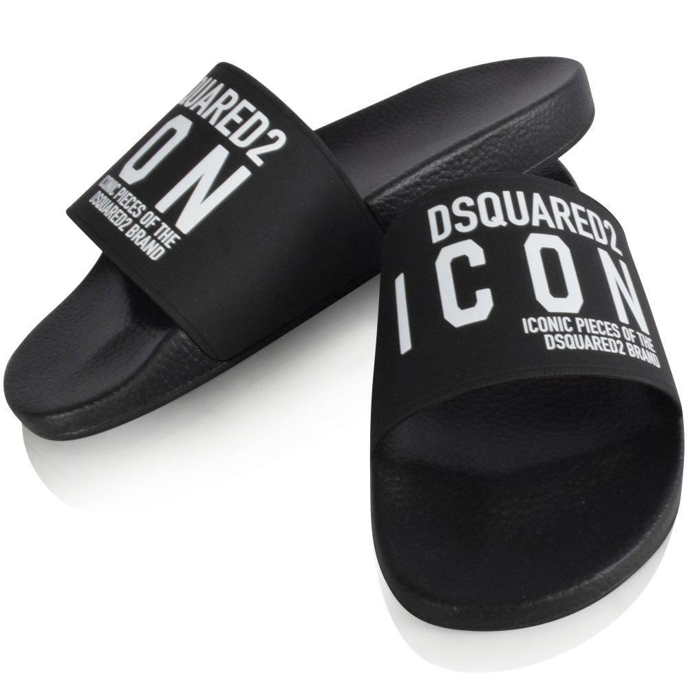 Dsquared2 Icon Sliders - 2124 Black/White - Escape Menswear