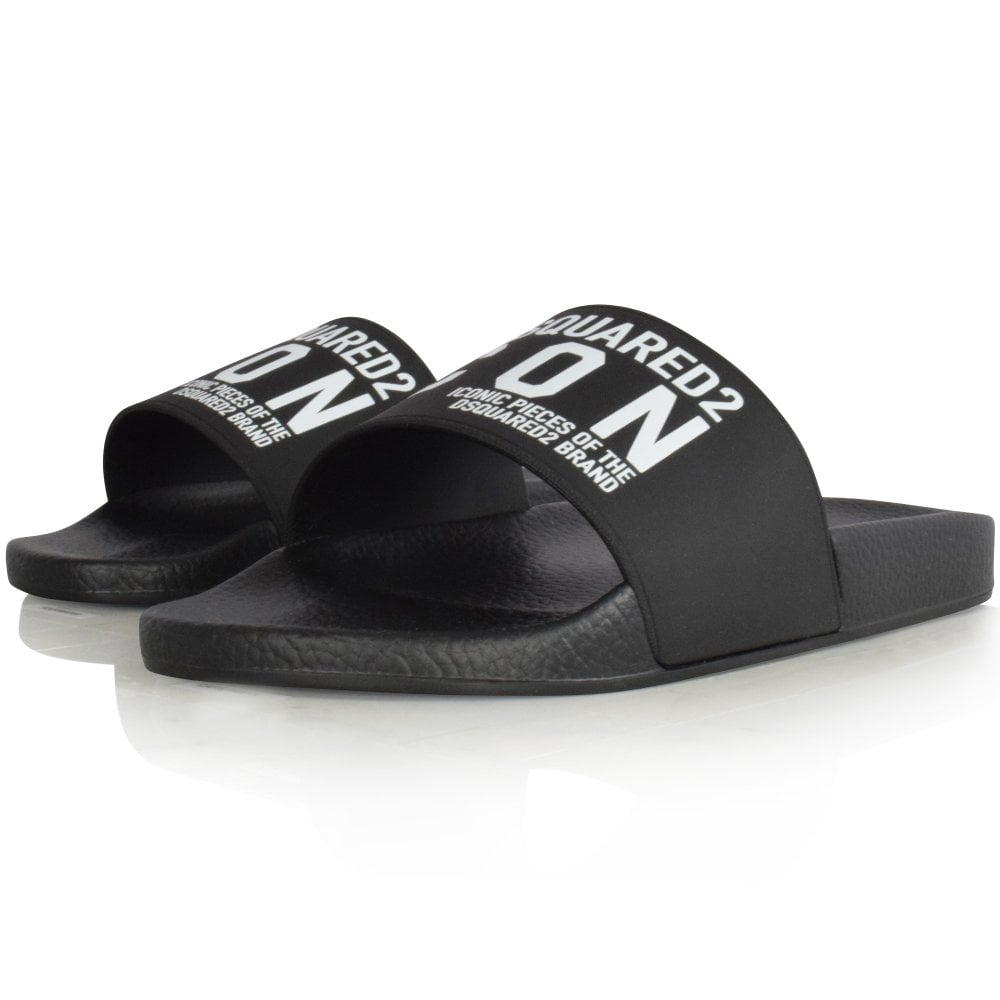 Dsquared2 Icon Sliders - 2124 Black/White - Escape Menswear