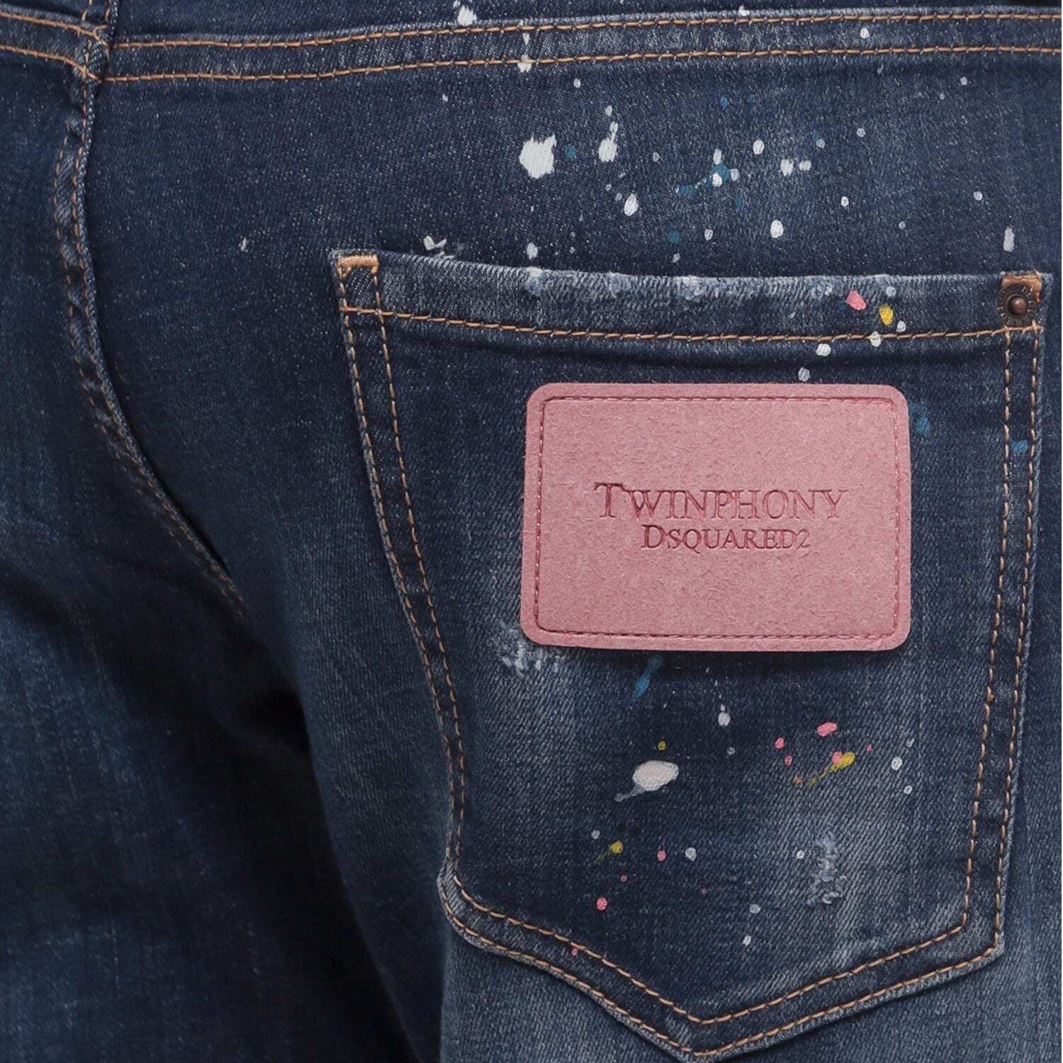 Dsquared2 Spotted Wash Jeans - 470 Navy Blue - Escape Menswear