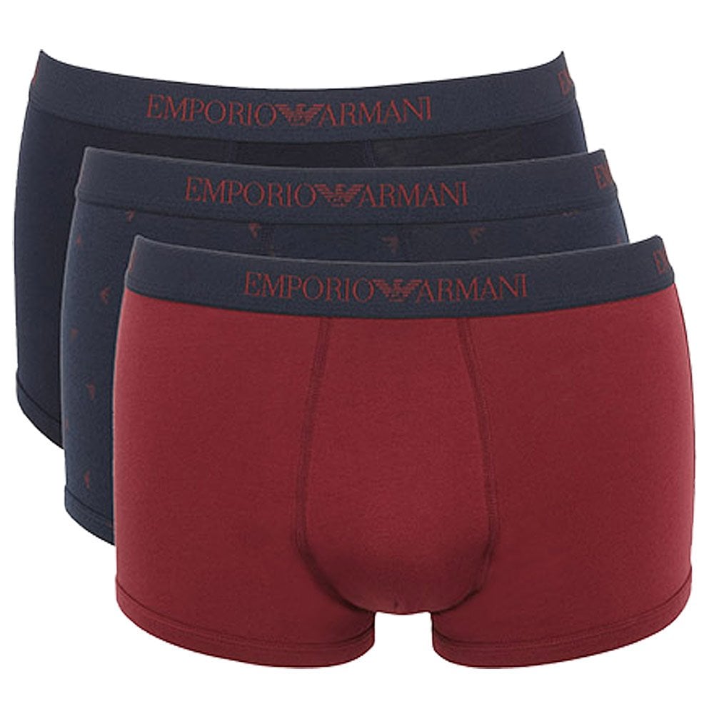 Emporio Armani 111625 3pk Bxr - Navy/Burgundy - Escape Menswear