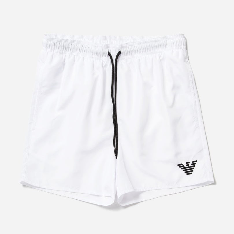Emporio Armani 211752 Eagle Logo Swim Shorts - 010 White - Escape Menswear