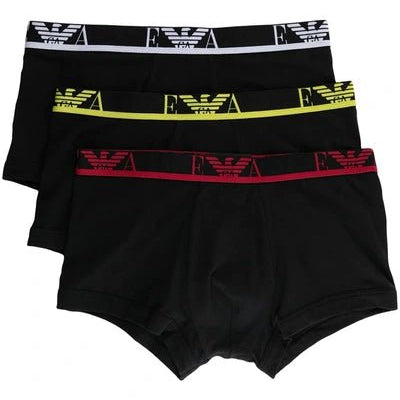 Emporio Armani 3-Pack Monogram Trunks - Black - Escape Menswear